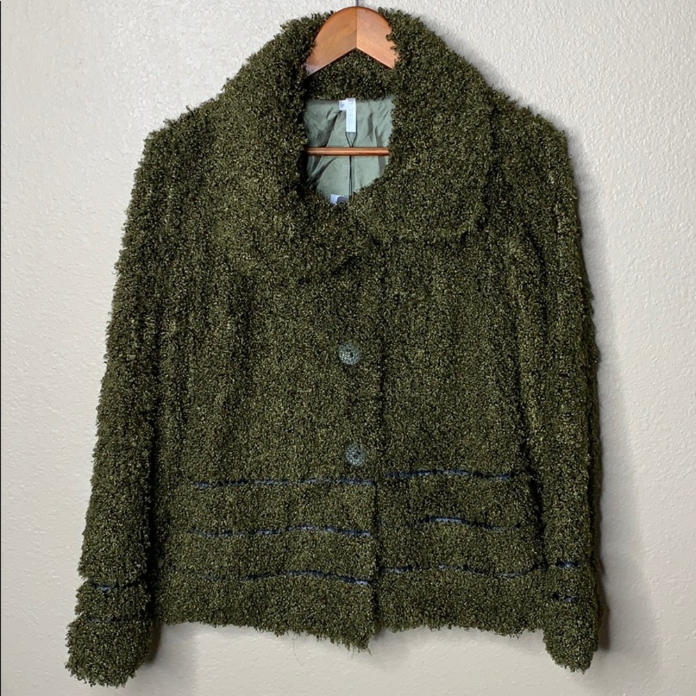 Lindi green fuzzy coat